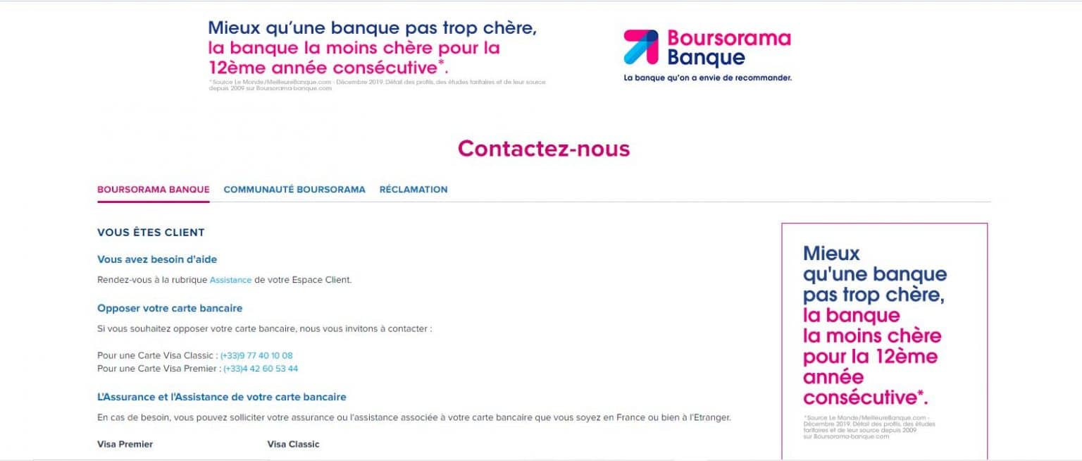 Boursorama Contacter le service client Compte pro