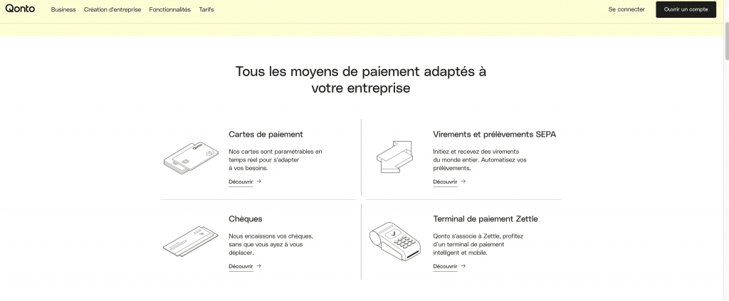 Moyens de paiement Qonto 2022