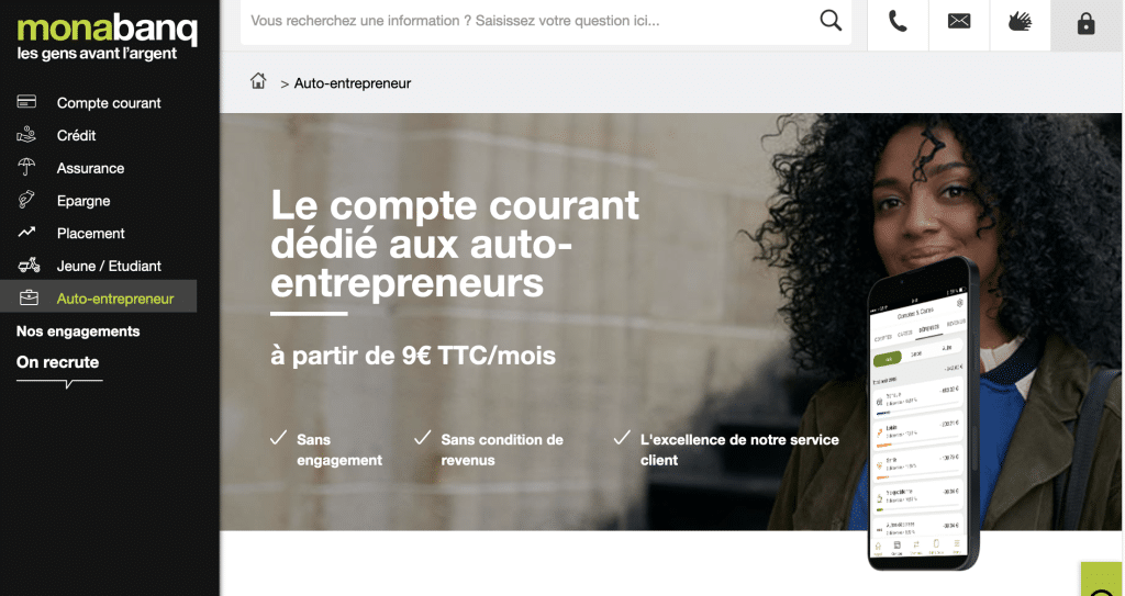 Monabanq dédié aux auto-entrepreneurs