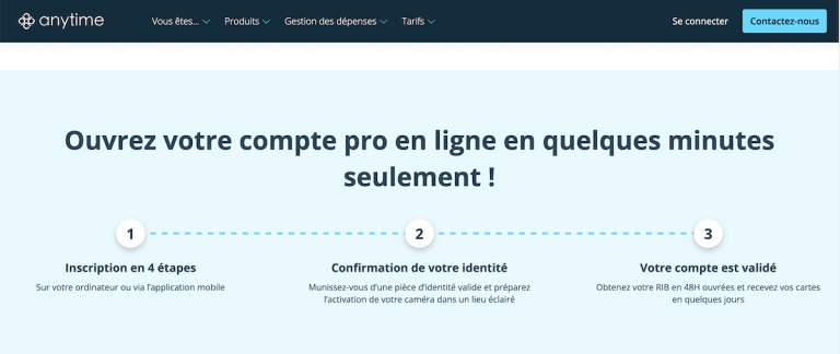 Ouvrir un compte Anytime en ligne