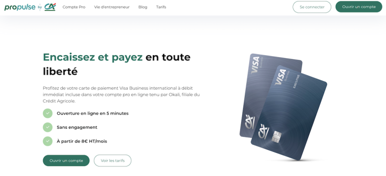 Propulse compte pro en ligne sans dépôt de chèques